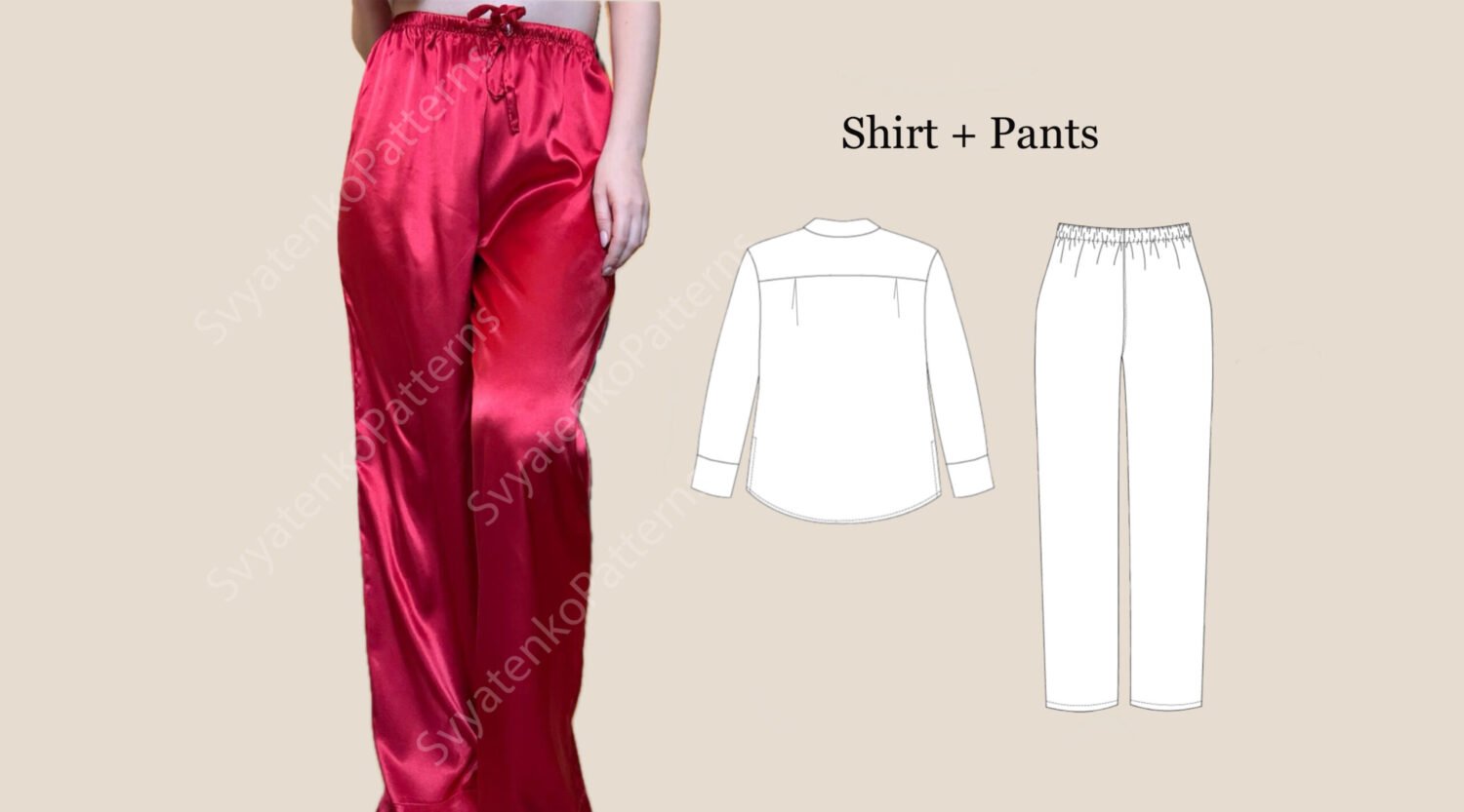 Women’s Pajama Set PDF Sewing Pattern | Shirt & Trousers | Sizes XS–XL ...