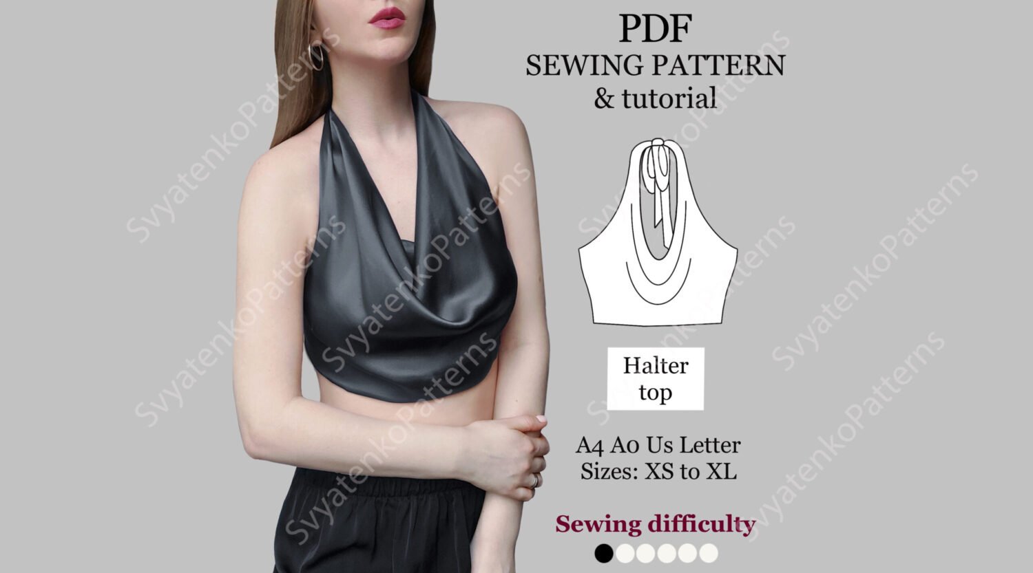 Open Back Top, XS-XL, easy sewing pattern, crop top sewing, pdf sewing ...