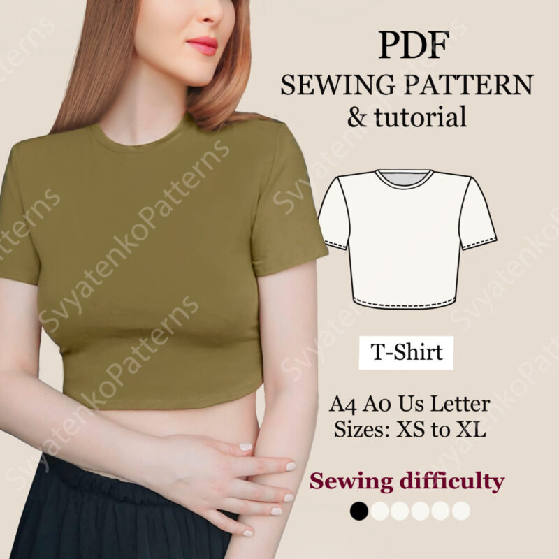 Basic T-Shirt - Women's Sewing Pattern | XS-XL | Instant Download | Easy Digital PDF Pattern | 5 Sizes
