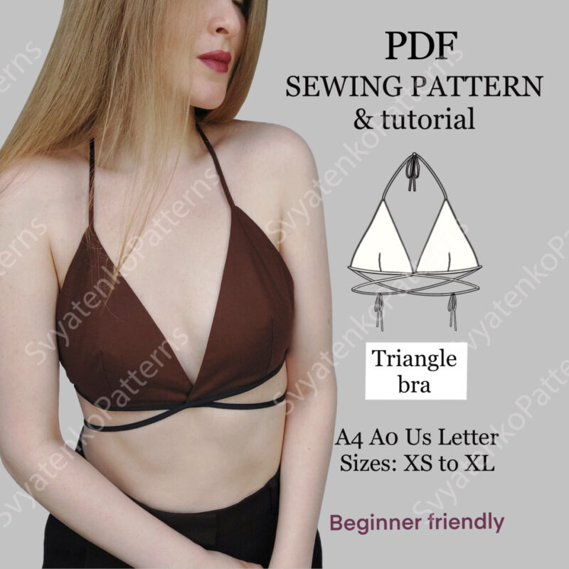 Lingerie sewing bra,sewing bralette with diy instructions,halter swim top,bralette beginner pattern,lingerie pattern PDF,instant download